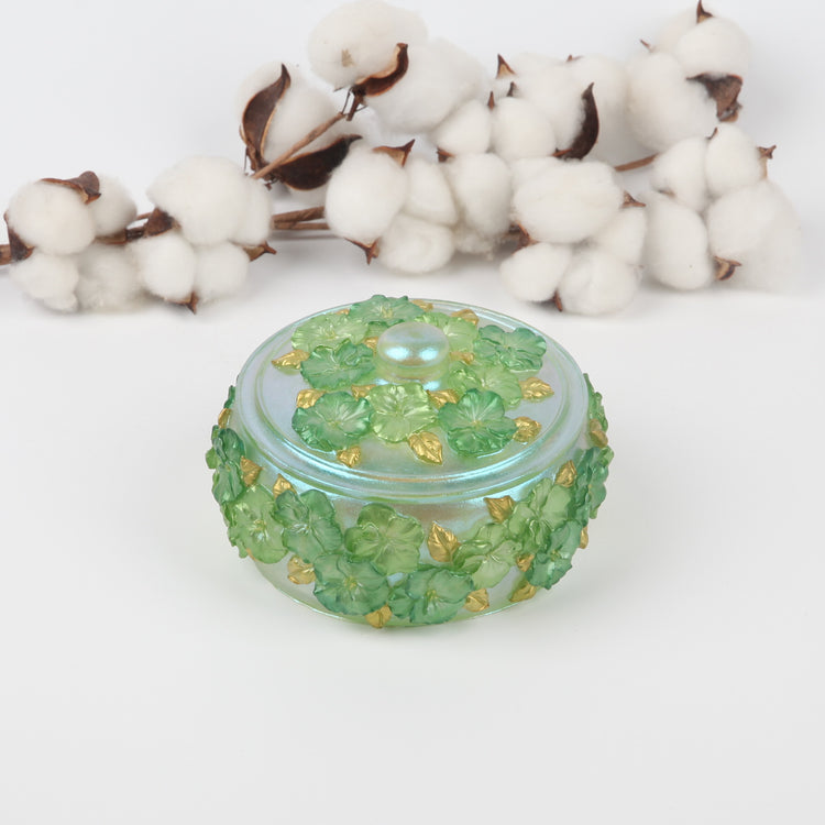 Golden Leaf Jade Circle Jewelry Box