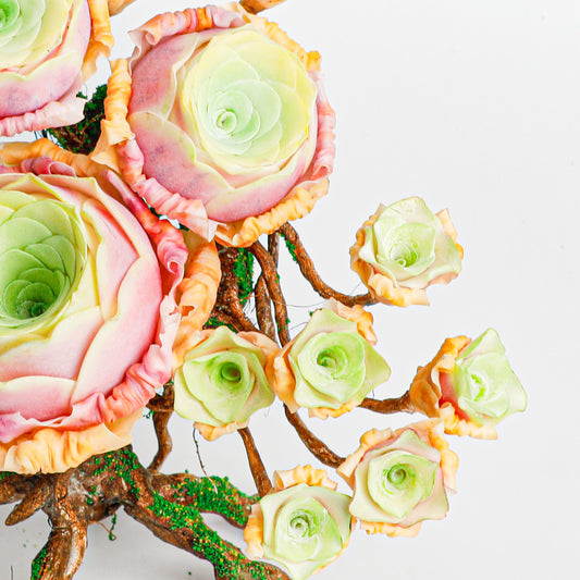 Handmade clay Succulent E009 - Detail view of handmade - clay succulent