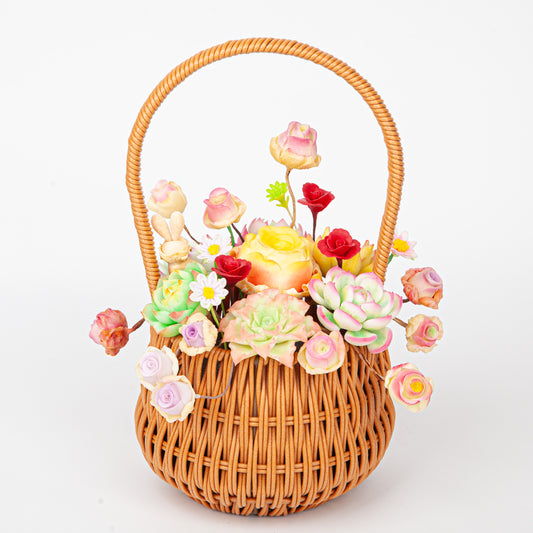 Handmade Clay Succulent Flower Basket HL002