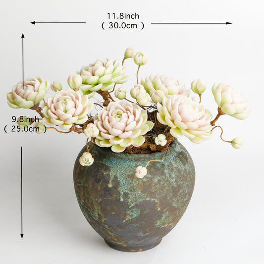 Handmade clay Succulent E013 - Detail view of handmade - clay succulent