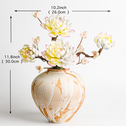 Handmade clay Succulent E011 - Detail view of handmade - clay succulent