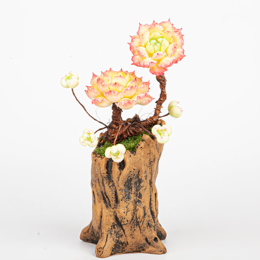Handmade Clay Succulent Plant Sculpture B007