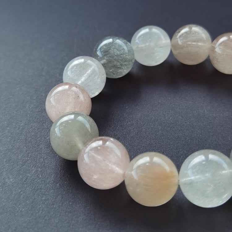 Natural Rainbow Multi-Color Rutilated Quartz Bracelet — Rabbit Hair Crystal — Full Chakra Creativity Stone