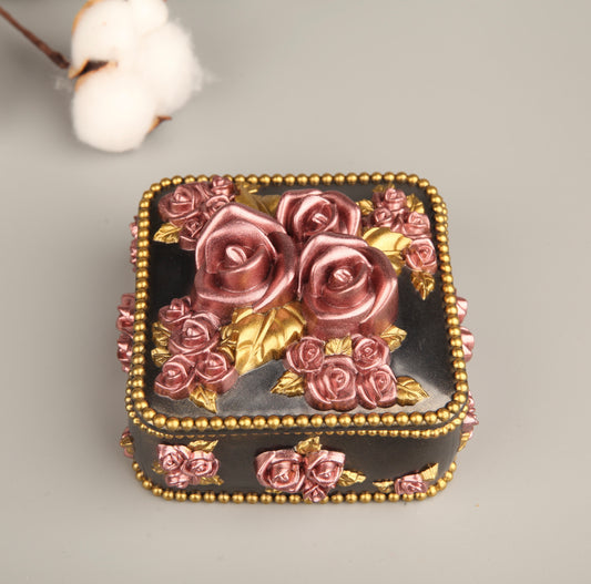 Golden Edge Flower Jewelry Box