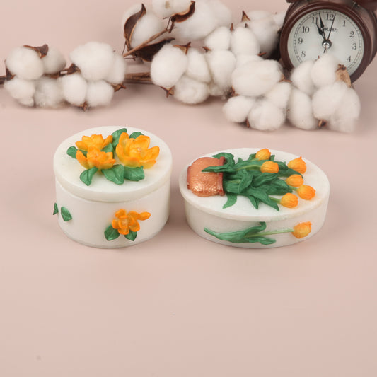 Handmade Resin Orange Charm Jewelry Box - handcrafted resin art - Traditional Chinese craft - elegant home decoration