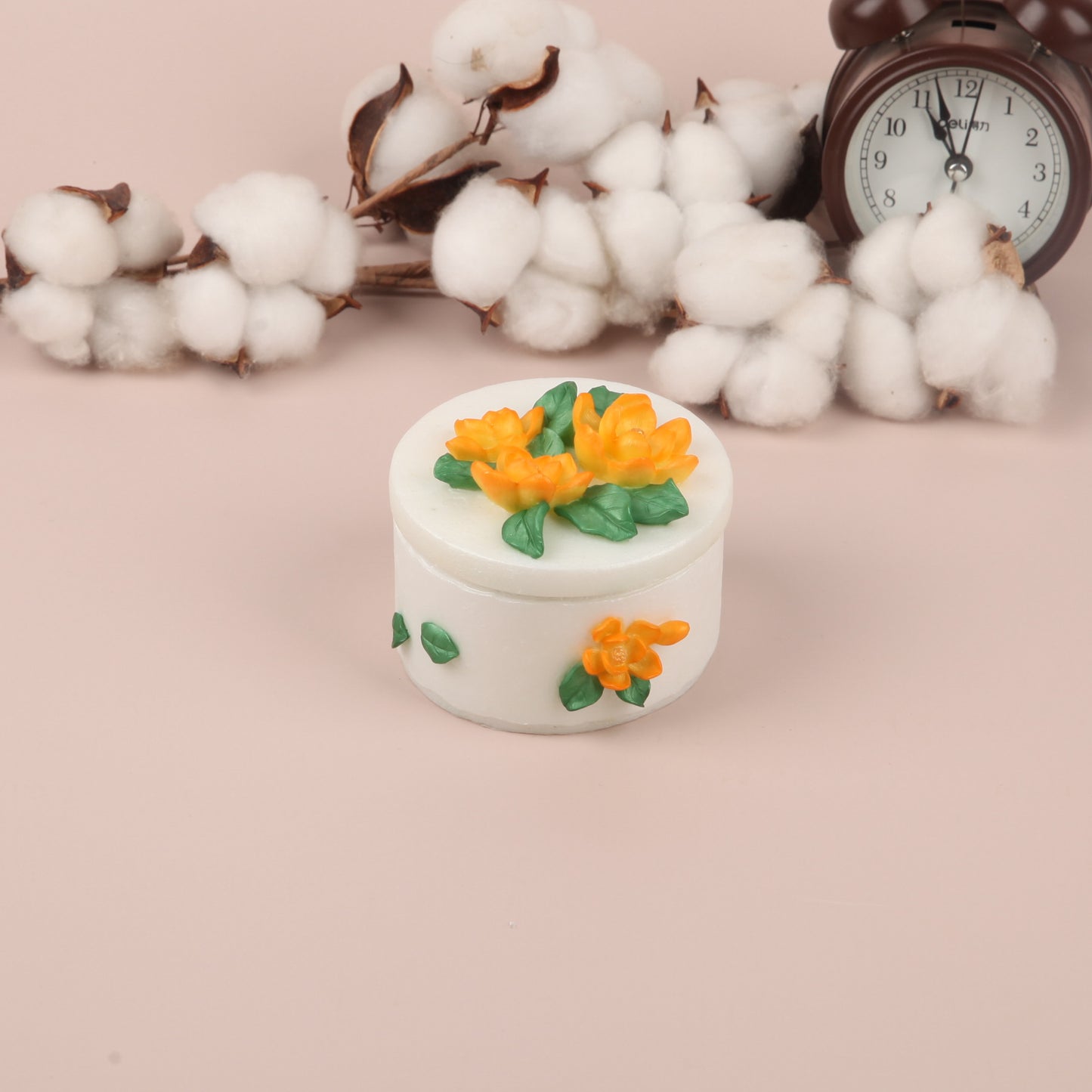 Yellow Flower White Jewelry Box