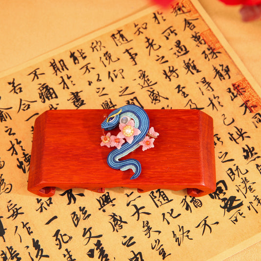 Serpent Encircling Peach Blossoms Brooch