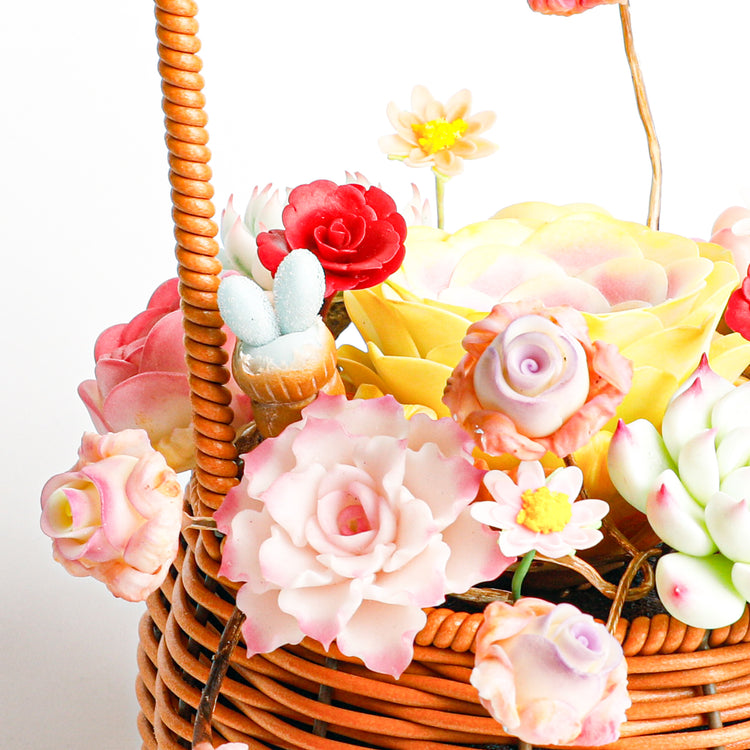 Handmade clay Succulent E02 - Close-up of unique  design - clay succulent