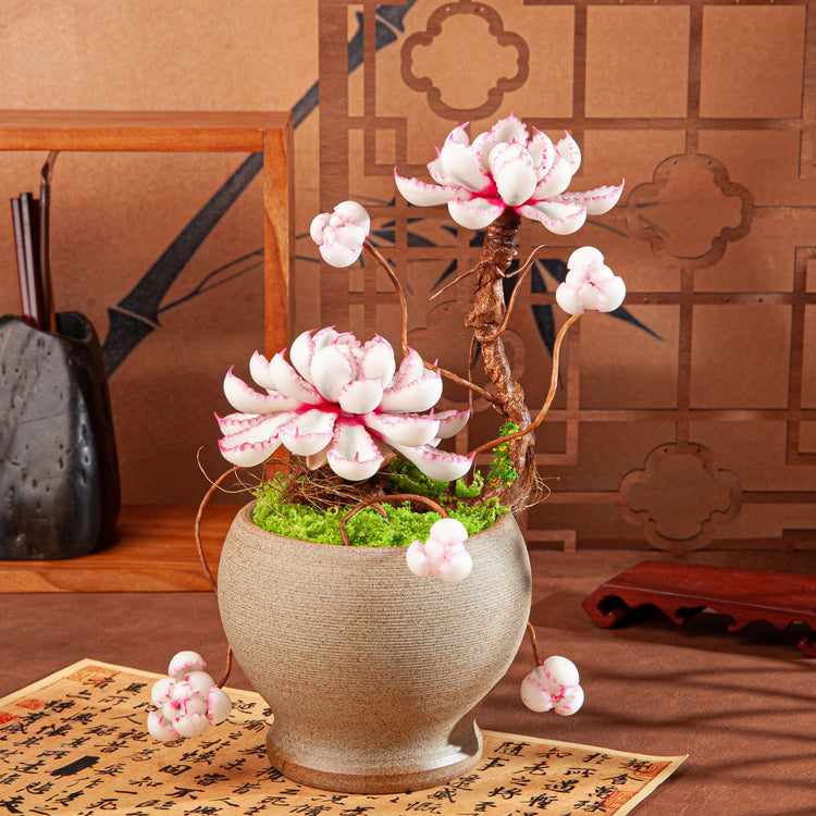 Artificial Succulent Bonsai Arrangement B019 – detail view 2