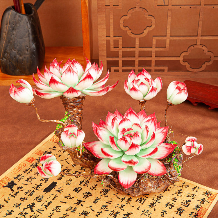 Handmade Clay Succulent Plant W005 – detail view 2