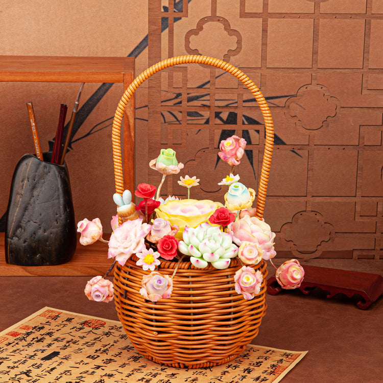 Handmade Clay Succulent Flower Basket HL001