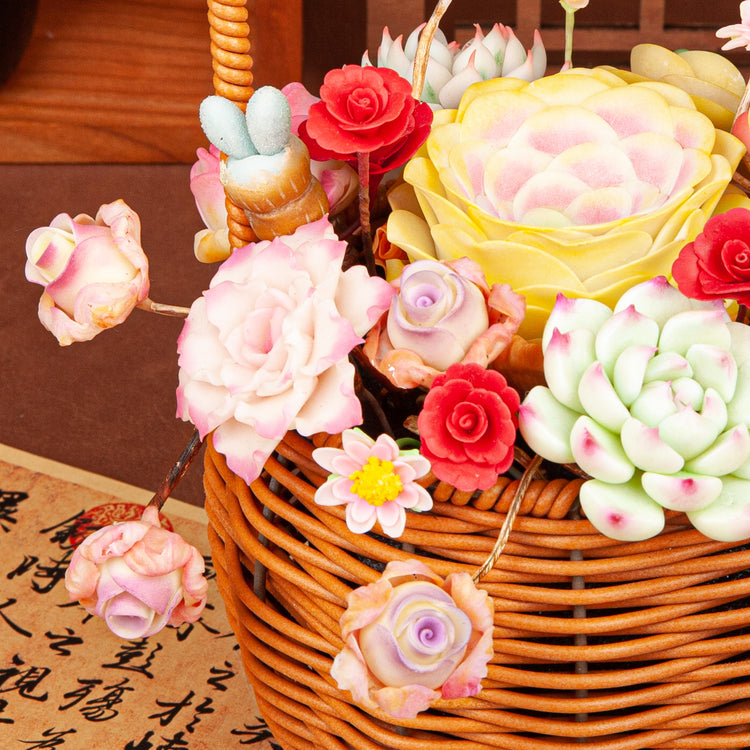 Handmade Clay Succulent Flower Basket HL001