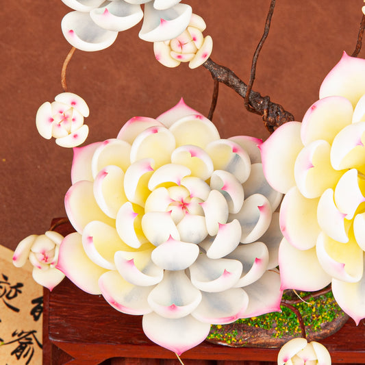 Handmade Clay Succulent Plant Sculpture W006