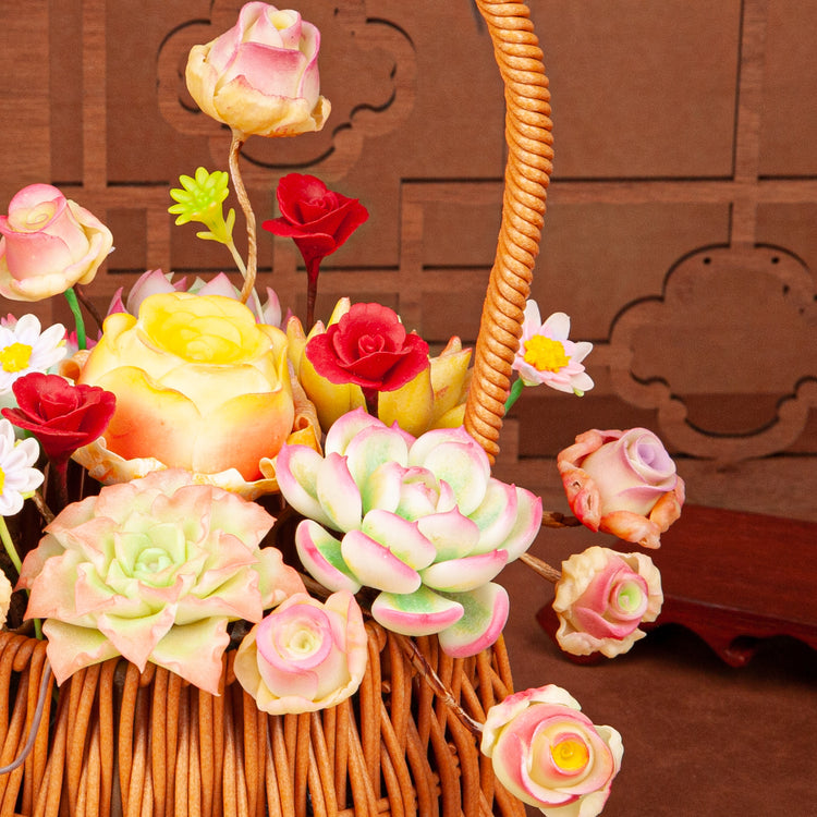 Handmade Clay Succulent Flower Basket HL002