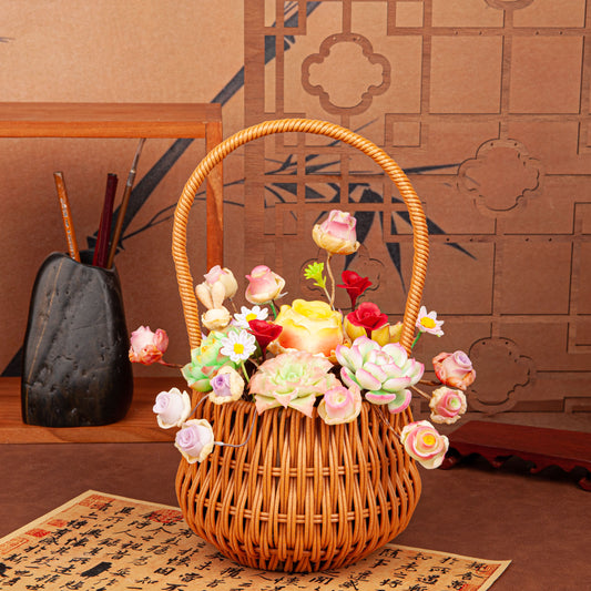 Handmade Clay Succulent Flower Basket HL002