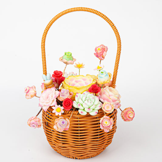 Handmade Clay Succulent Flower Basket HL001