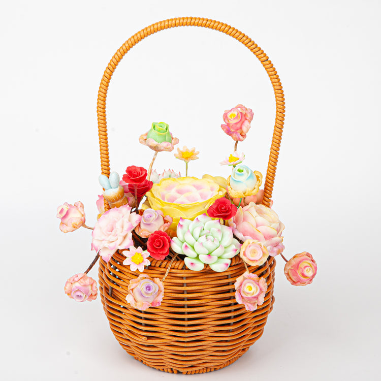 Handmade Clay Succulent Flower Basket HL001