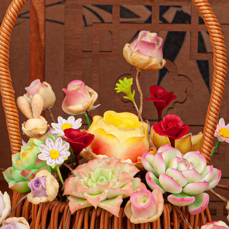 Handmade Clay Succulent Flower Basket HL002